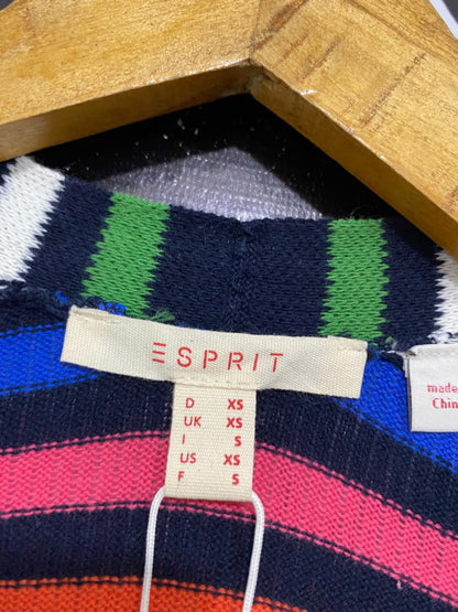 ESPRIT |XS/S | BUST 19  |A71 |  MULTICOLOR STRIPED OPEN-FRONT LONG KNIT CARDIGAN
