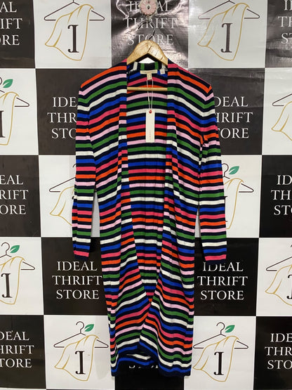 ESPRIT |XS/S | BUST 19  |A71 |  MULTICOLOR STRIPED OPEN-FRONT LONG KNIT CARDIGAN