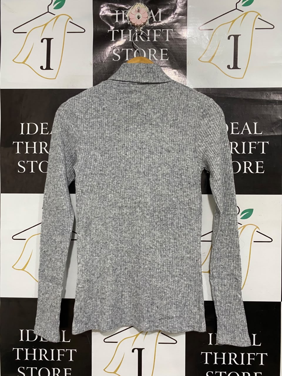 SIKSILK |S | BUST 14 | A71 | GREY RIBBED TURTLENECK LONG-SLEEVE TOP