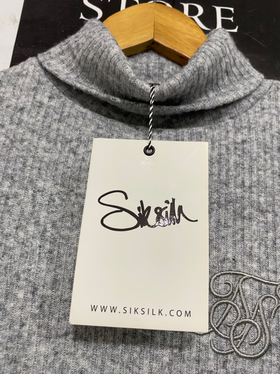SIKSILK |S | BUST 14 | A71 | GREY RIBBED TURTLENECK LONG-SLEEVE TOP