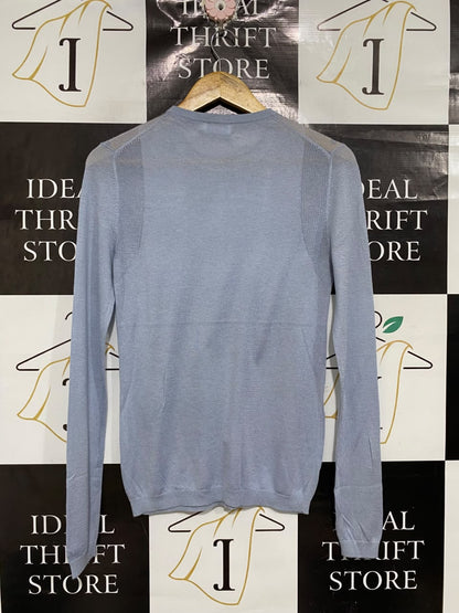 CALVIN KLEIN  |S | BUST 17 | A71 | LIGHT BLUE CREW-NECK LONG-SLEEVE KNIT SWEATER