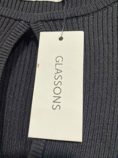 GLASSONS |M | BUST 13| A71 |  BLACK RIBBED ZIP-FRONT KEYHOLE LONG-SLEEVE TOP