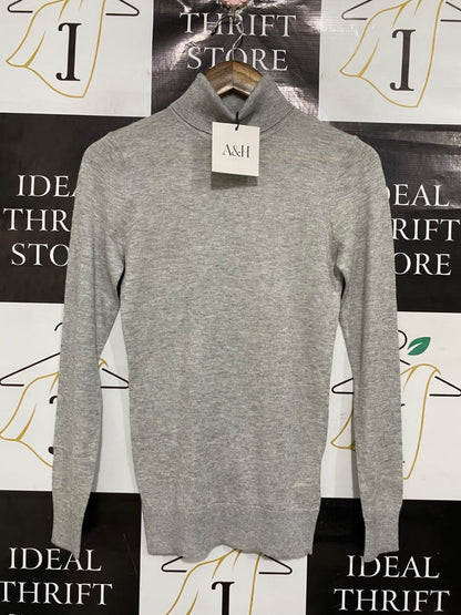 ATMOS&HERE  |S | BUST 15 | A71 | GREY TURTLENECK LONG-SLEEVE KNIT TOP