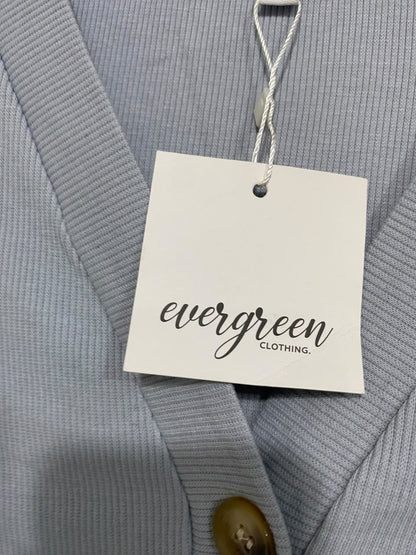 EVERGREEN  |M | BUST 17 | A71 | CLOTHING LIGHT BLUE RIBBED V-NECK HENLEY LONG-SLEEVE TOP