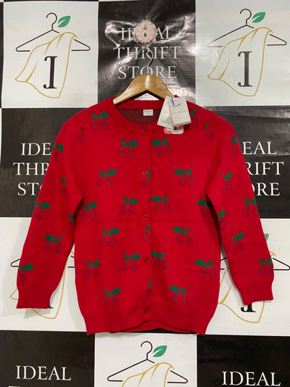 TOMMY HILFIGER |S | BUST 16 | A71 | RED CHERRY-PRINT BUTTON-UP LONG-SLEEVE KNIT CARDIGAN