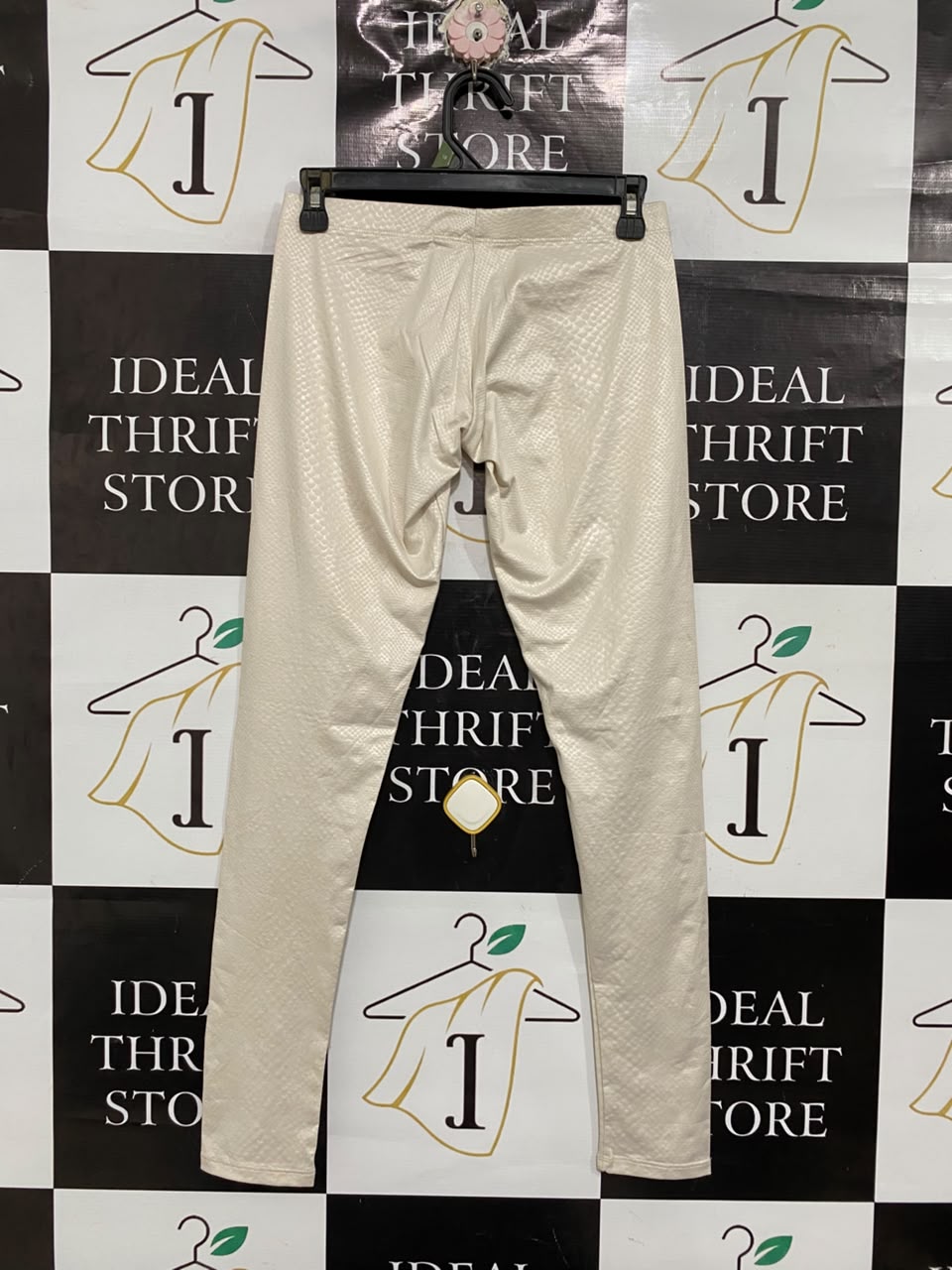 STRADIVARIUS |S | WAIST 26  | A70 |  OFF-WHITE SNAKESKIN TEXTURED HIGH-WAIST LEGGINGS
