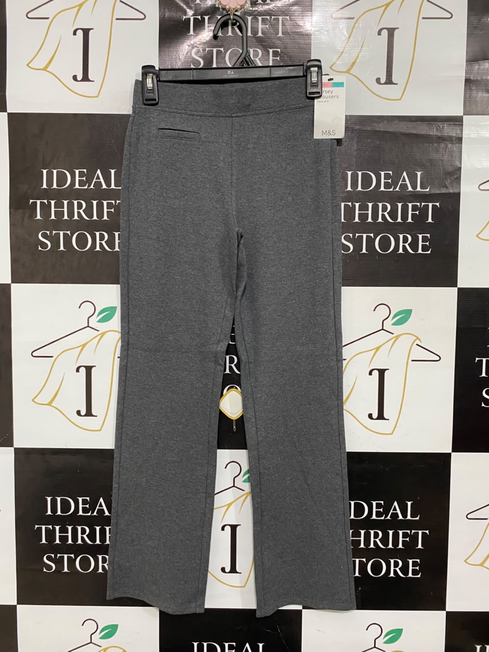 M&S |S |WAIST 26 | A70 |  GREY JERSEY CASUAL TROUSERS