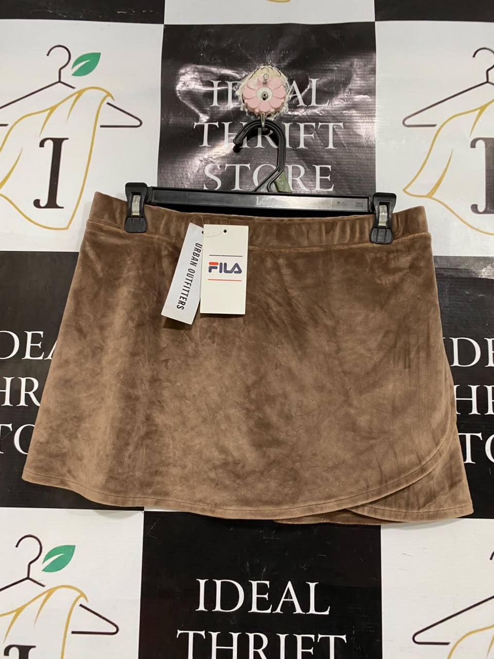 FILA  |L | WAIST 30 | A70 |  URBAN OUTFITTERS BROWN VELVET WRAP MINI SKIRT