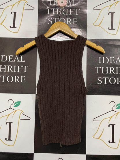 ANKO |M| BUST 11 | A70 |  DARK BROWN RIBBED SLEEVELESS KNIT TANK TOP