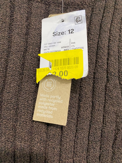 ANKO |M| BUST 11 | A70 |  DARK BROWN RIBBED SLEEVELESS KNIT TANK TOP