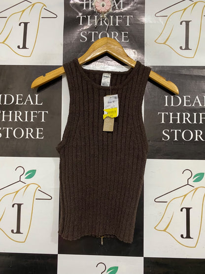 ANKO |M| BUST 11 | A70 |  DARK BROWN RIBBED SLEEVELESS KNIT TANK TOP