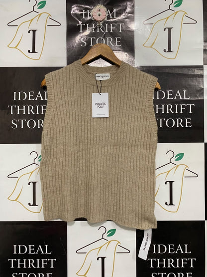 PRINCESS POLLY |M/L | BUST 18 | A70 |  OATMEAL RIBBED KNIT SWEATER VEST