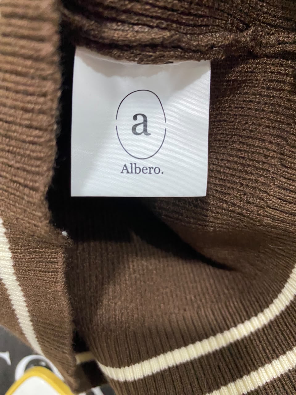ALBERO |M | BUST 18 | A70 |  BROWN STRIPED KNIT ZIP-UP CARDIGAN
