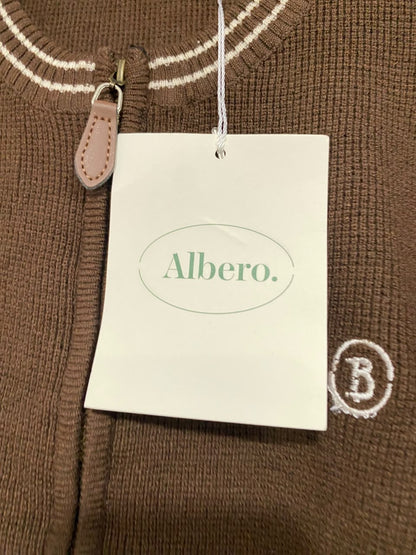 ALBERO |M | BUST 18 | A70 |  BROWN STRIPED KNIT ZIP-UP CARDIGAN