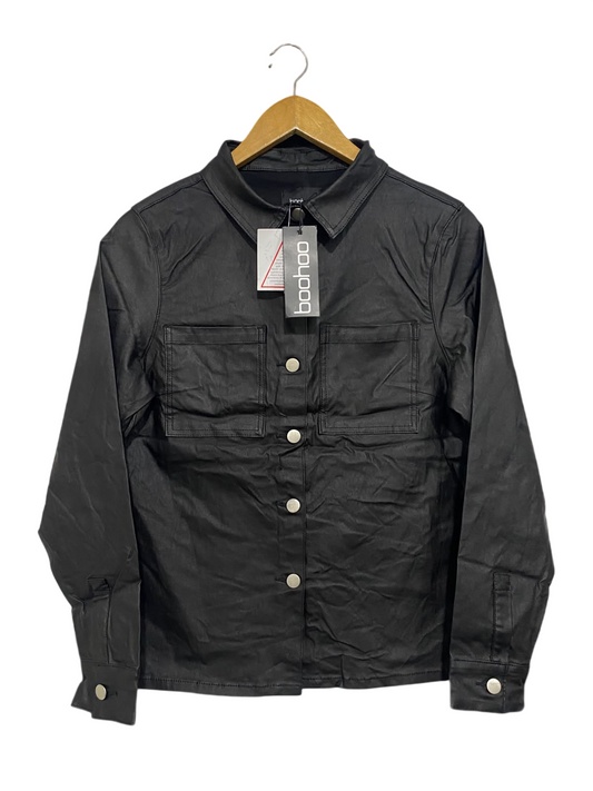 BOOHOO  |M | BUST 18 | A71 | BLACK FAUX LEATHER POCKET BUTTON-UP SHIRT JACKET