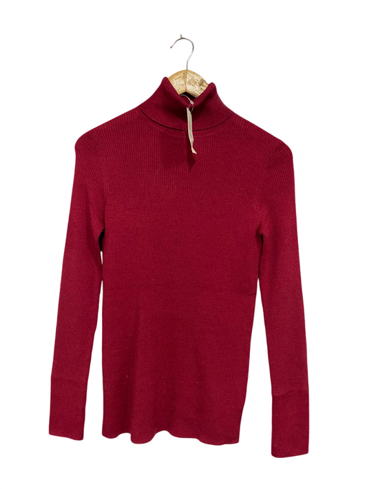 UNIQLO  |XL| BUST 15 | A71 |   BURGUNDY RED RIBBED TURTLENECK LONG-SLEEVE SWEATER