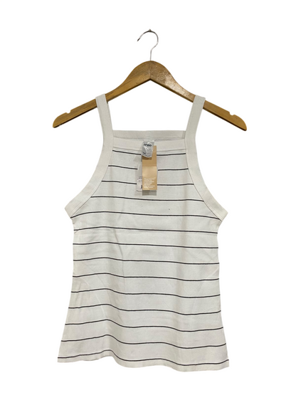 ANKO  |S | BUST 15 | A71 |   WHITE & BLACK STRIPED RIBBED TANK TOP