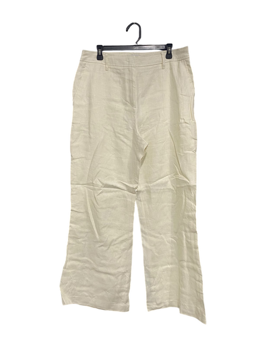 WITCHERY |XL | WAIST 34 | A71 | OFF-WHITE 100% LINEN WIDE-LEG TROUSERS