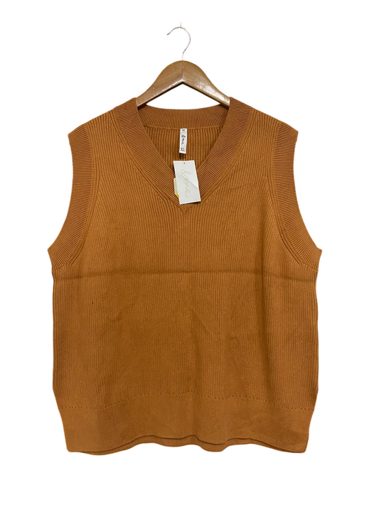 I & ME  |XL | BUST 23 |A72|  CAMEL BROWN V-NECK KNIT SWEATER VEST