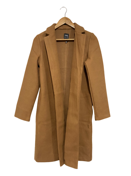 ZARA  |S | BUST 19 |A72|  CAMEL LONG LAPEL WINTER OVERCOAT DRESS