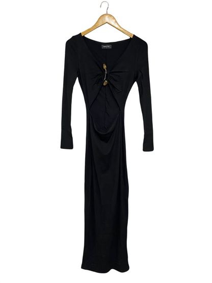 WHITE FOX |S | BUST 14 |A72|   BLACK CUT-OUT FRONT ACCENT MAXI DRESS