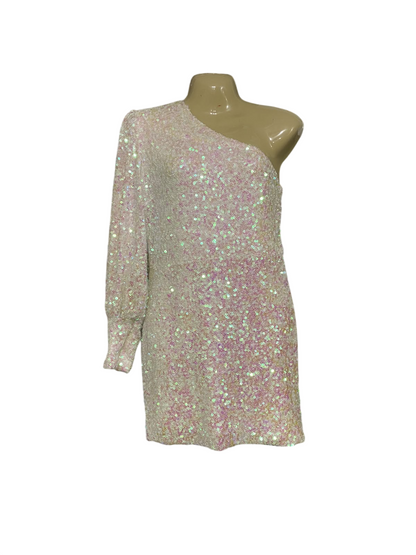SHOWPO  |S | BUST 16| A72 | IRIDESCENT PINK SEQUIN ONE-SHOULDER MINI DRESS