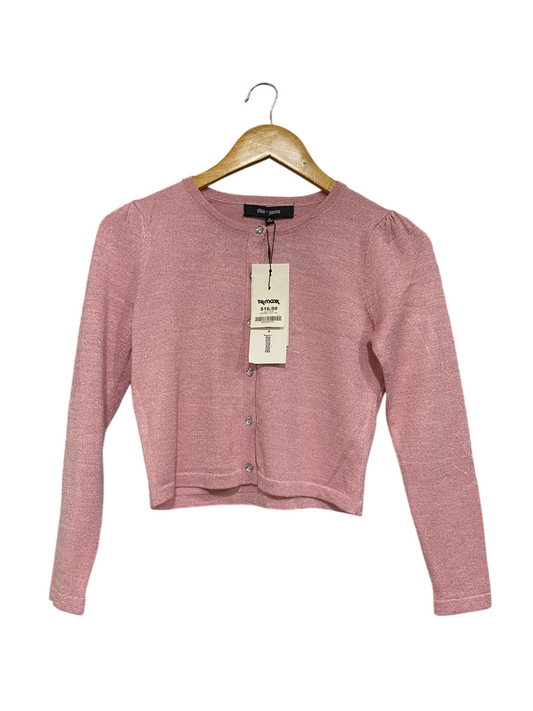 CHLOE  JASMINE  |S | BUST 16| A72 | PINK SHIMMER KNIT BUTTON-UP CARDIGAN