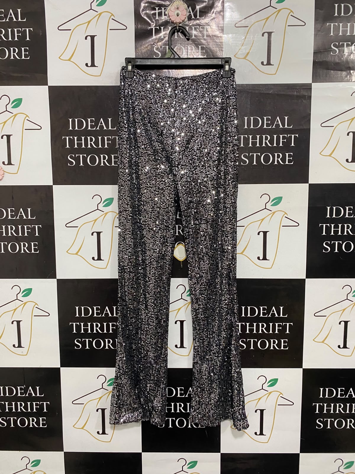 DAZIE |S |  WAIST 26 | A72 |  SILVER AND BLACK SEQUIN PARTY TROUSERS
