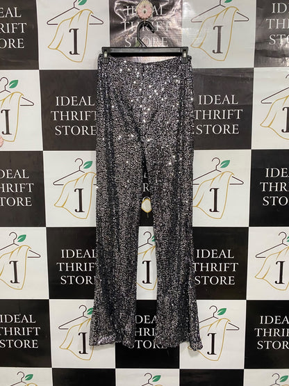 DAZIE |S |  WAIST 26 | A72 |  SILVER AND BLACK SEQUIN PARTY TROUSERS