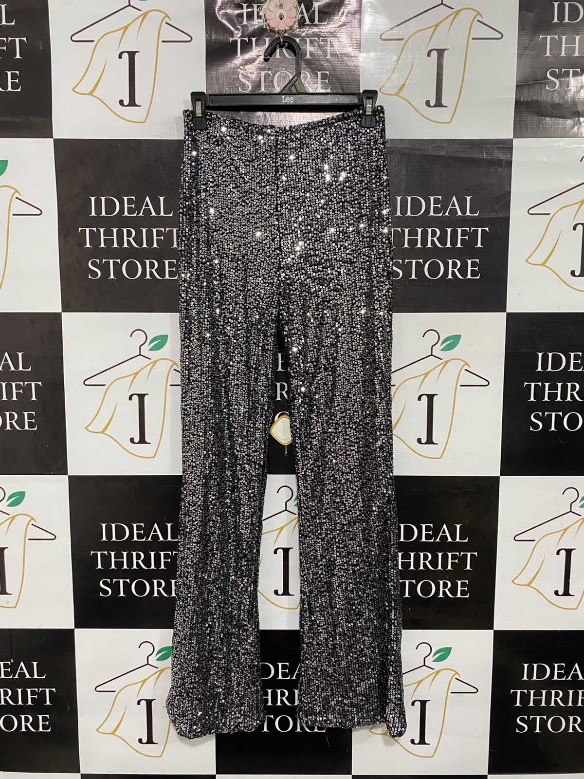DAZIE |S |  WAIST 26 | A72 |  SILVER AND BLACK SEQUIN PARTY TROUSERS