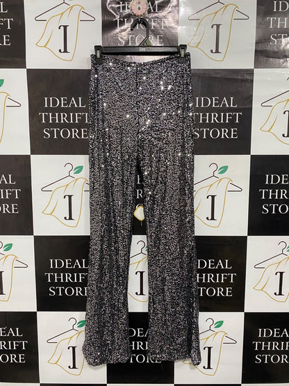 DAZIE |S |  WAIST 26 | A72 |  SILVER AND BLACK SEQUIN PARTY TROUSERS