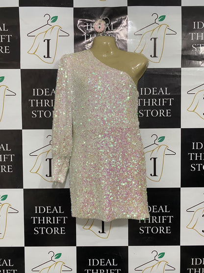 SHOWPO  |S | BUST 16| A72 | IRIDESCENT PINK SEQUIN ONE-SHOULDER MINI DRESS