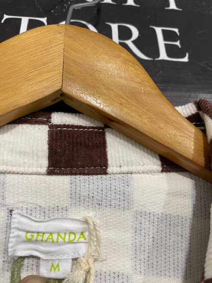 GHANDA | M | A72 |  BROWN AND WHITE CHECKERED MATCHING JACKET AND PANTS SET