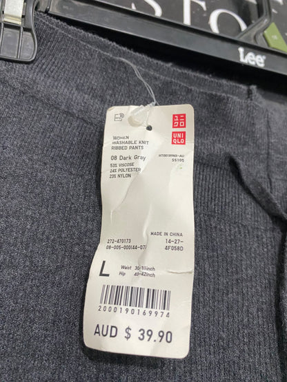 UNIQLO  |L | WAIST 26 | A72 | CHARCOAL GREY WASHABLE KNIT RIBBED PANTS