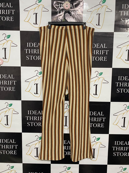 COTTON ON |XL | WAIST 36  |A72|   BROWN PATTERNED KNIT WIDE-LEG PANTS