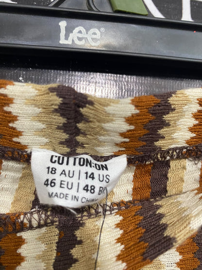 COTTON ON |XL | WAIST 36  |A72|   BROWN PATTERNED KNIT WIDE-LEG PANTS