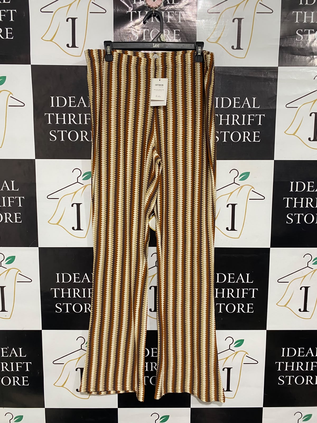 COTTON ON |XL | WAIST 36  |A72|   BROWN PATTERNED KNIT WIDE-LEG PANTS