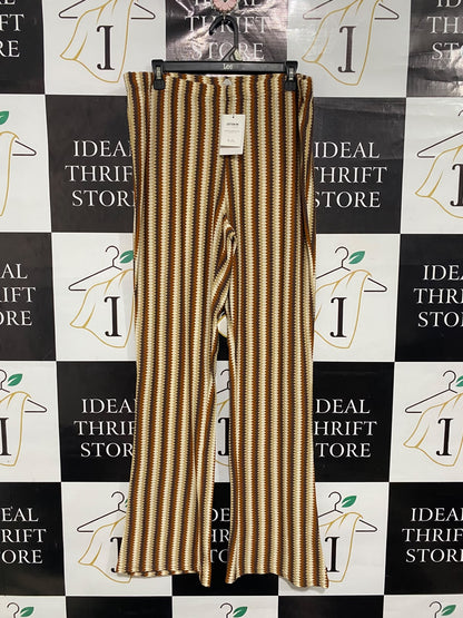 COTTON ON |XL | WAIST 36  |A72|   BROWN PATTERNED KNIT WIDE-LEG PANTS