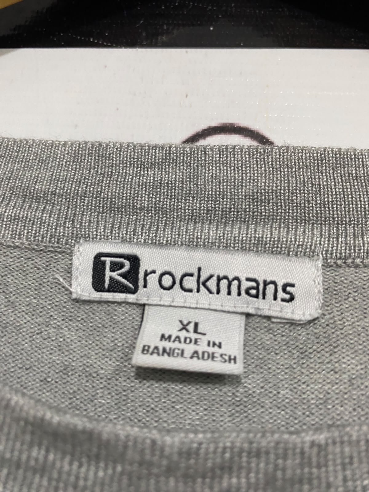 ROCKMANS |XL | BUST 24 |A72|   GREY KNIT SHOULDER-BUTTON SWEATER