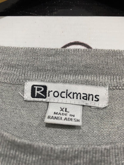 ROCKMANS |XL | BUST 24 |A72|   GREY KNIT SHOULDER-BUTTON SWEATER