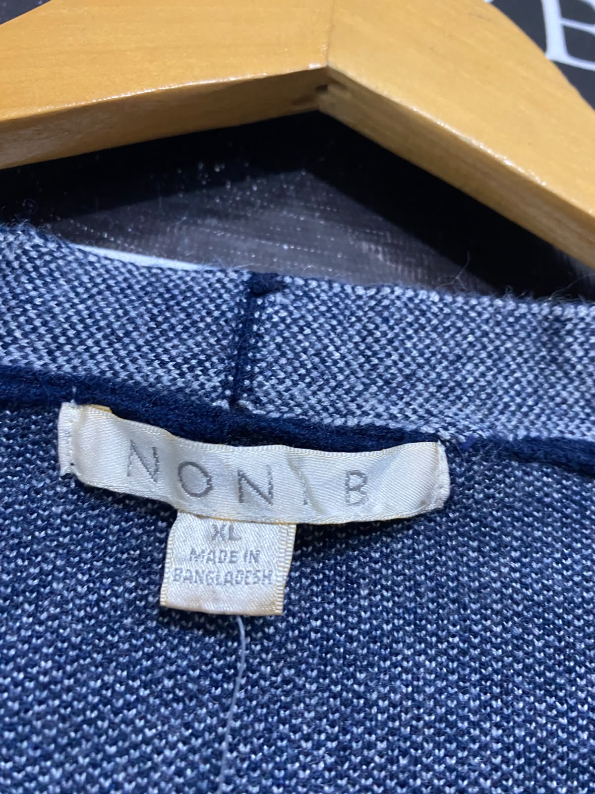 NON B |XL | BUST 21 |A72|   NAVY BLUE FLORAL KNIT OPEN-FRONT CARDIGAN