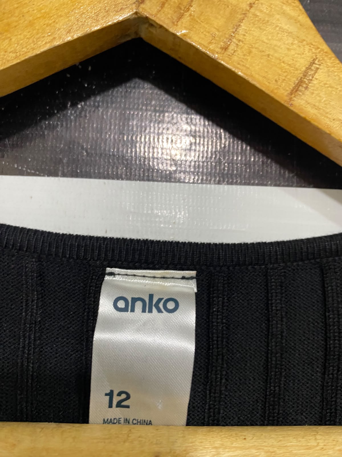 ANKO |S | BUST 15 |A72|   BLACK RIBBED V-NECK LONG-SLEEVE MAXI DRESS