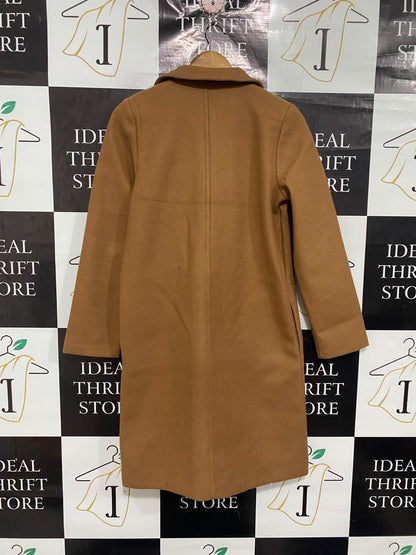ZARA  |S | BUST 19 |A72|  CAMEL LONG LAPEL WINTER OVERCOAT DRESS