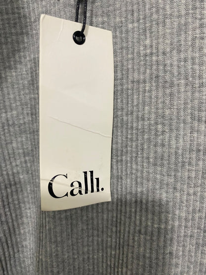 CALLI  |L | BUST 19 |A72|  GREY RIBBED SHORT-SLEEVE RUCHED MINI DRESS