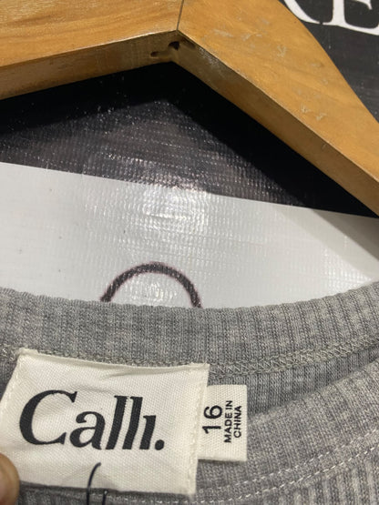 CALLI  |L | BUST 19 |A72|  GREY RIBBED SHORT-SLEEVE RUCHED MINI DRESS