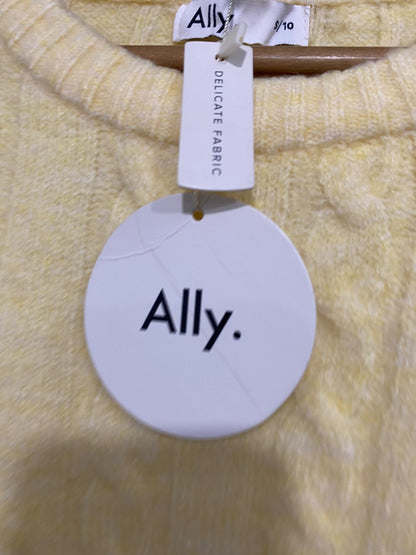 ALLY |S | BUST 24  |A72|   PASTEL YELLOW CABLE KNIT CREWNECK SWEATER