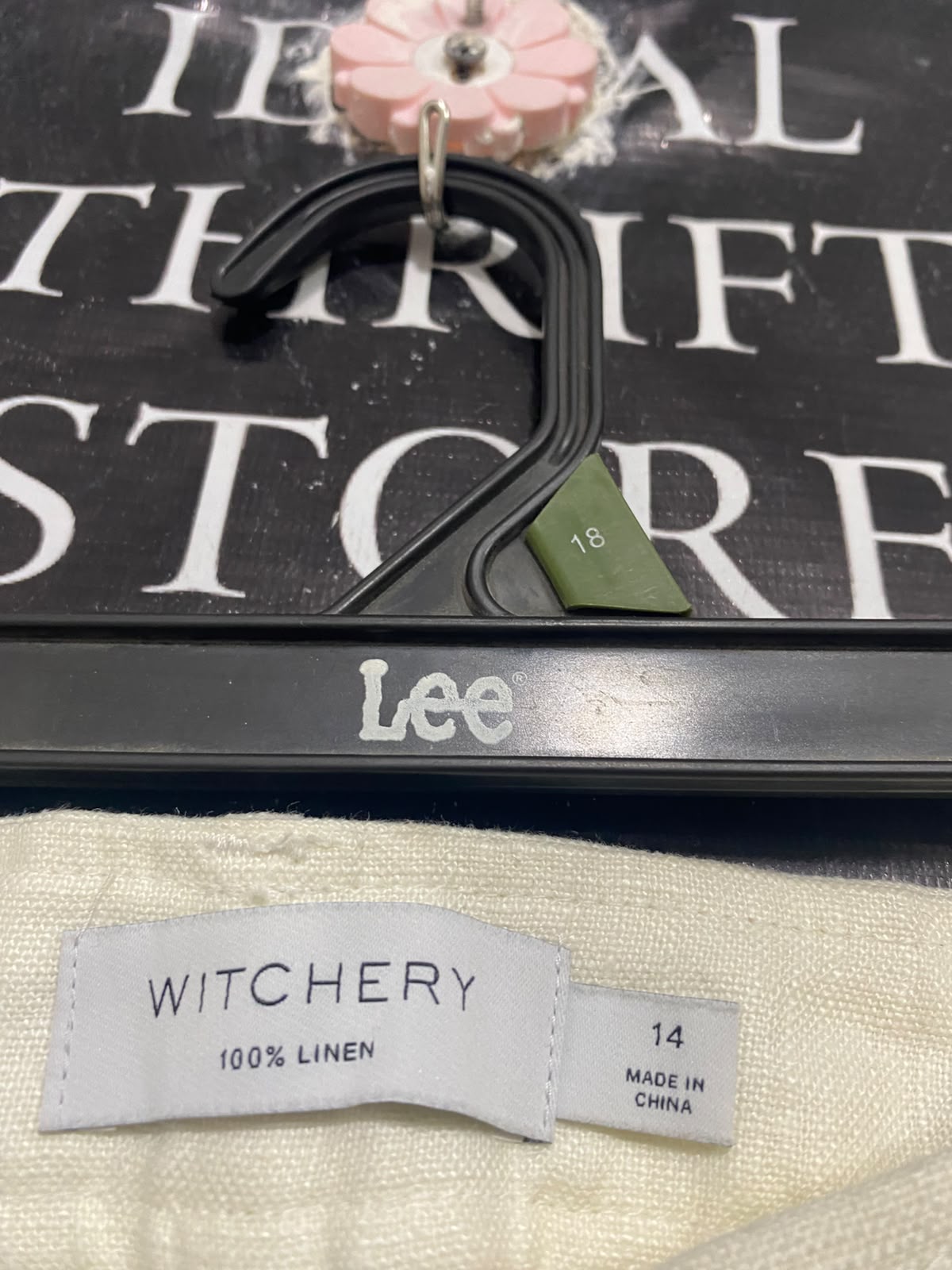 WITCHERY |XL | WAIST 34 | A71 | OFF-WHITE 100% LINEN WIDE-LEG TROUSERS
