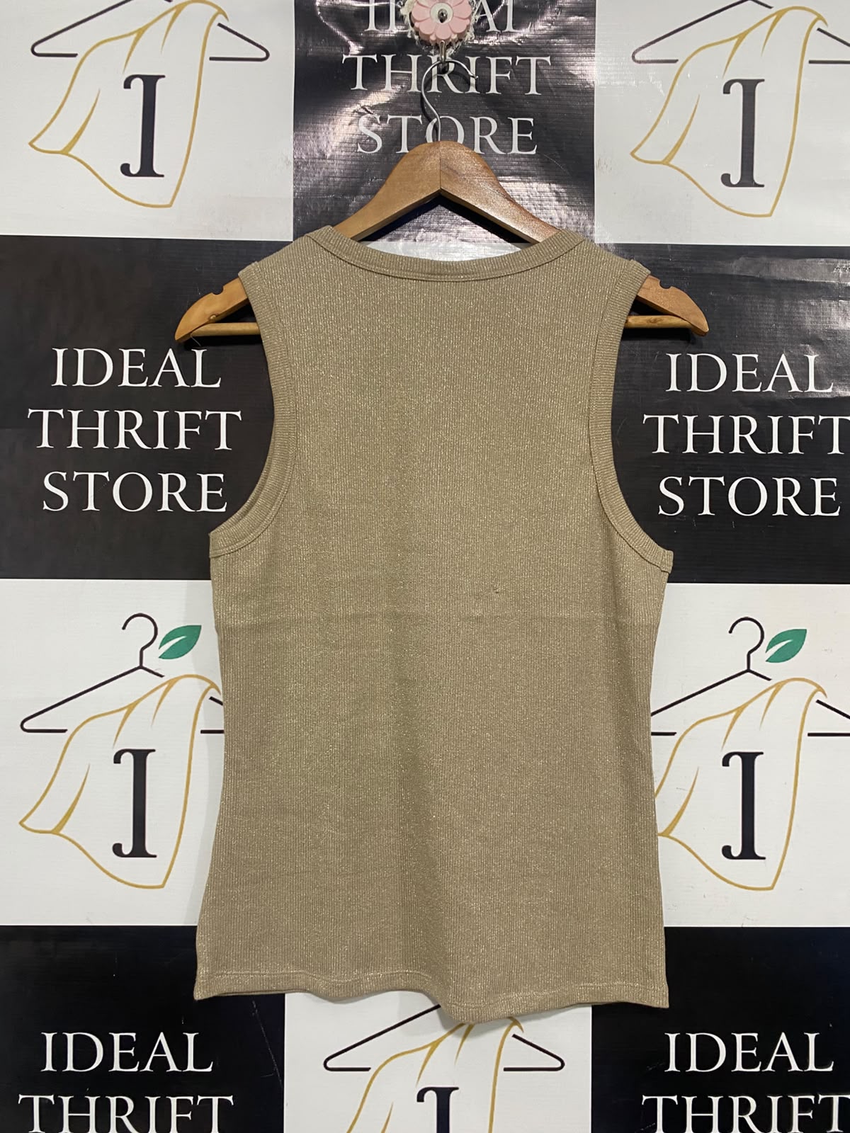 SUSSAN |M | BUST 17 | A71 |  GOLD SHIMMER RIBBED CREWNECK SLEEVELESS TOP