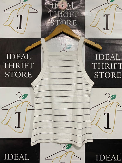 ANKO  |S | BUST 15 | A71 |   WHITE & BLACK STRIPED RIBBED TANK TOP