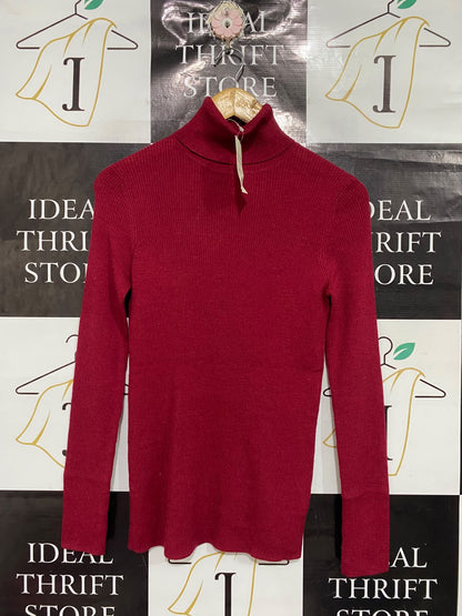UNIQLO  |XL| BUST 15 | A71 |   BURGUNDY RED RIBBED TURTLENECK LONG-SLEEVE SWEATER
